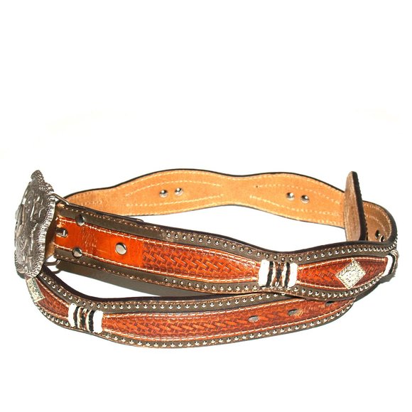 Nocona Belts & Nocona Buckles Western Studded Belt with Buckle - Size 36 - Picture 5 of 12